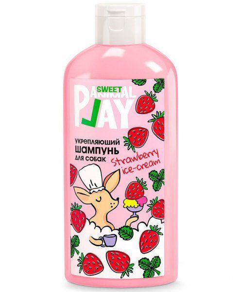 Шампунь д/с и кошек Animal Play укрепляющий Клубничное мороженое 300 мл.