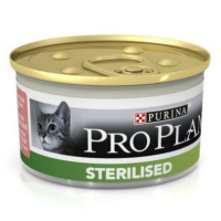 Корм для кошек Pro Plan Sterilised Про План конс. для кастрированных котов и стерилизованных кошек паштет лосось, тунец 85 гр. жб