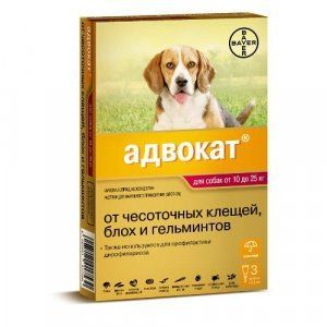 Капли Адвокат д/с 10-25кг инсектоакар. 1 пипетка