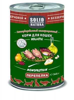 Солид д/к Холистик перепелка 340 гр. ж/б