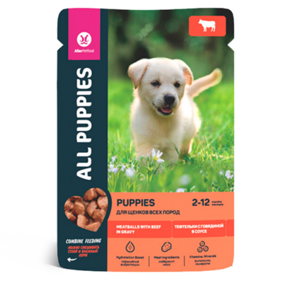 Олл Догс пауч дщенков тефтельки с говядиной в соусе 85 г